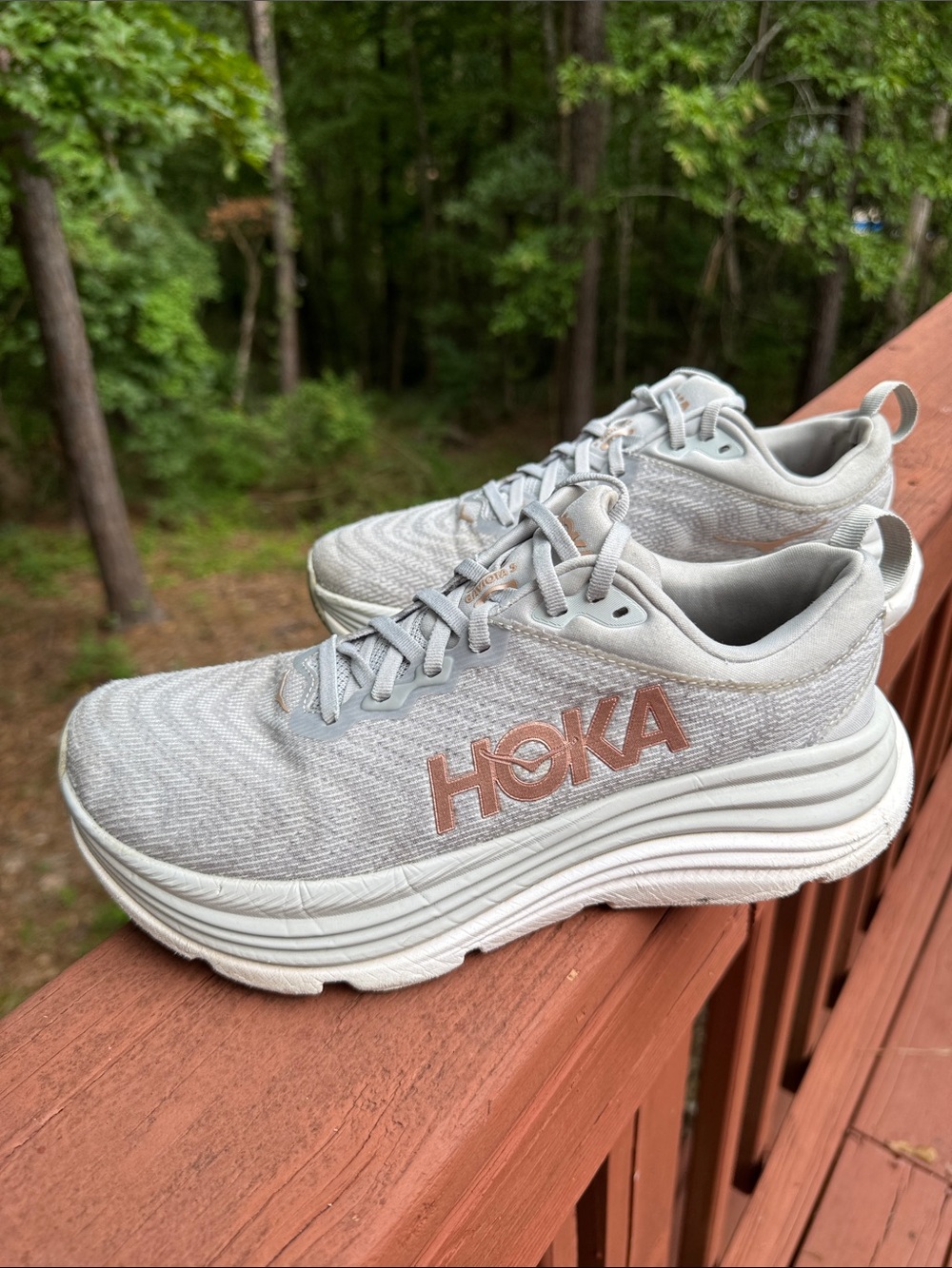 HOKA Clifton 9 women’s running shoes, size US 8.5B frost rose gold 1127896-FTRS - Picture 2 of 11